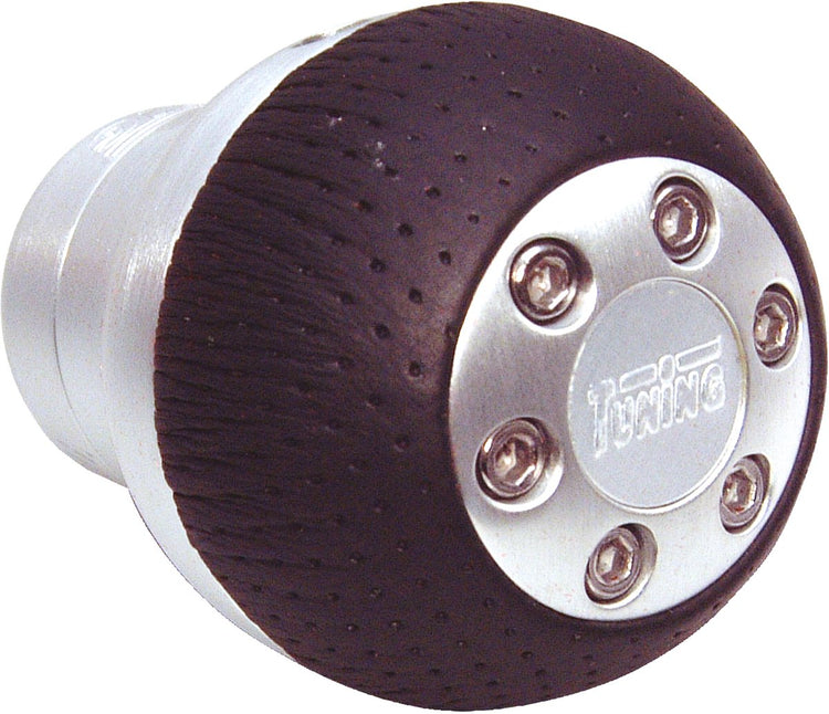 Pommeau de levier de vitesse Carpoint - aluminium noir - modèle rond - pour voitures sans blocage de marche arrière (tirez le levier vers le haut pour la marche arrière) - 3 douilles de remplissage différentes - 3 vis Allen et une clé Allen