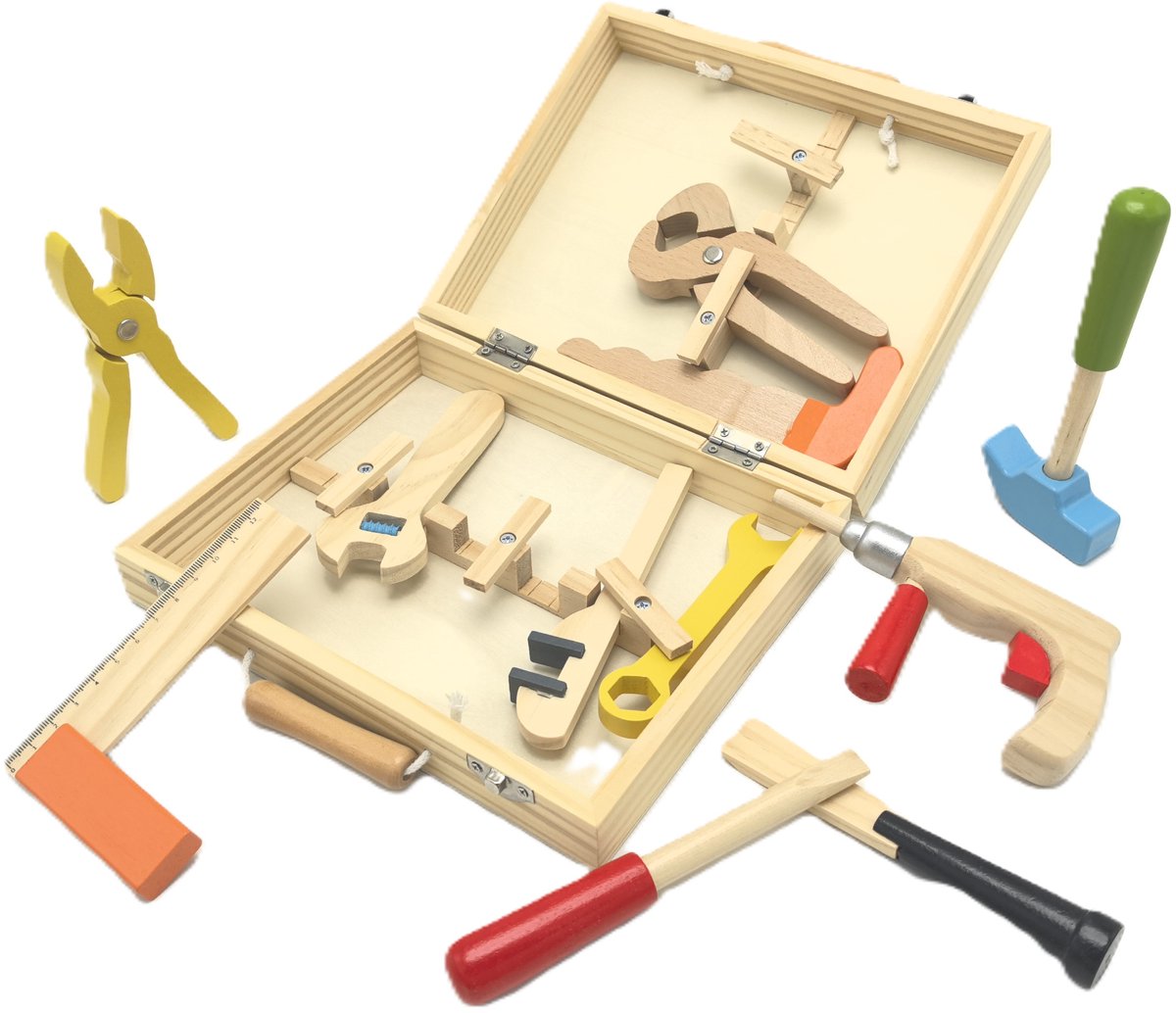 Boîte à outils en bois Playwood - 12 pièces.