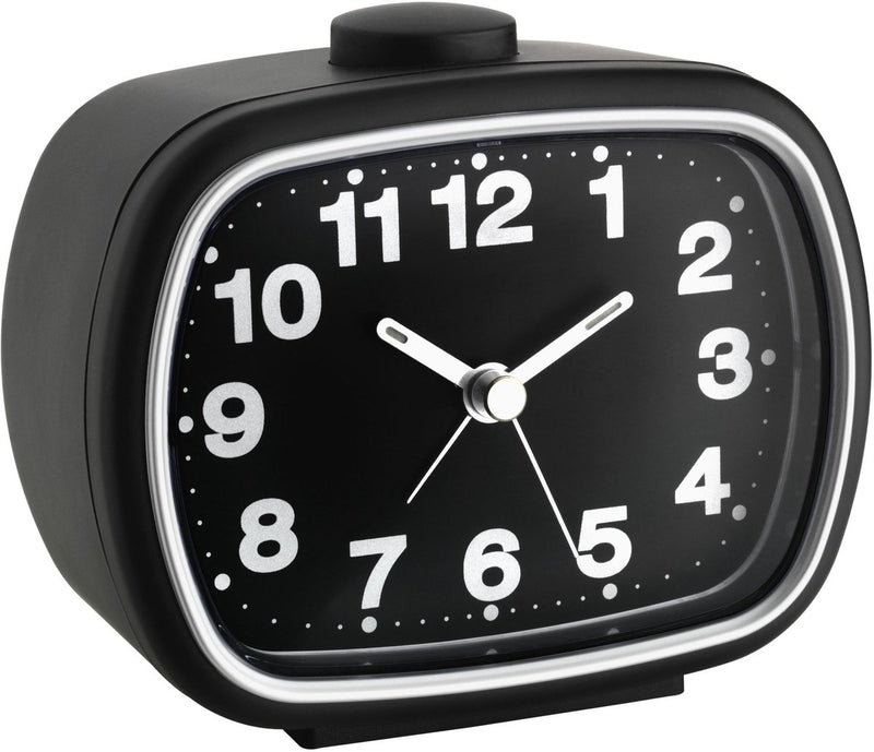 Tfa dostmann 60.1017 - réveil - analogique - quartz - alarme - snooze - aiguilles fluorescentes - rétroéclairage - noir - blanc