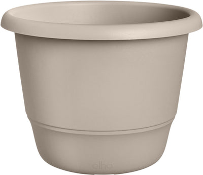 Elho amiga round 47 - pot de fleur pour intérieur extérieur - 100% plastique recyclé - ø 47,0 x h 35,3 cm - beige champignon