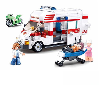 Jouets de construction d'ambulance d'ambulance de ville de Sluban pour les enfants à partir de 6 ans - boîte de construction de jouets de construction avec 328 blocs de construction - m38-b1065