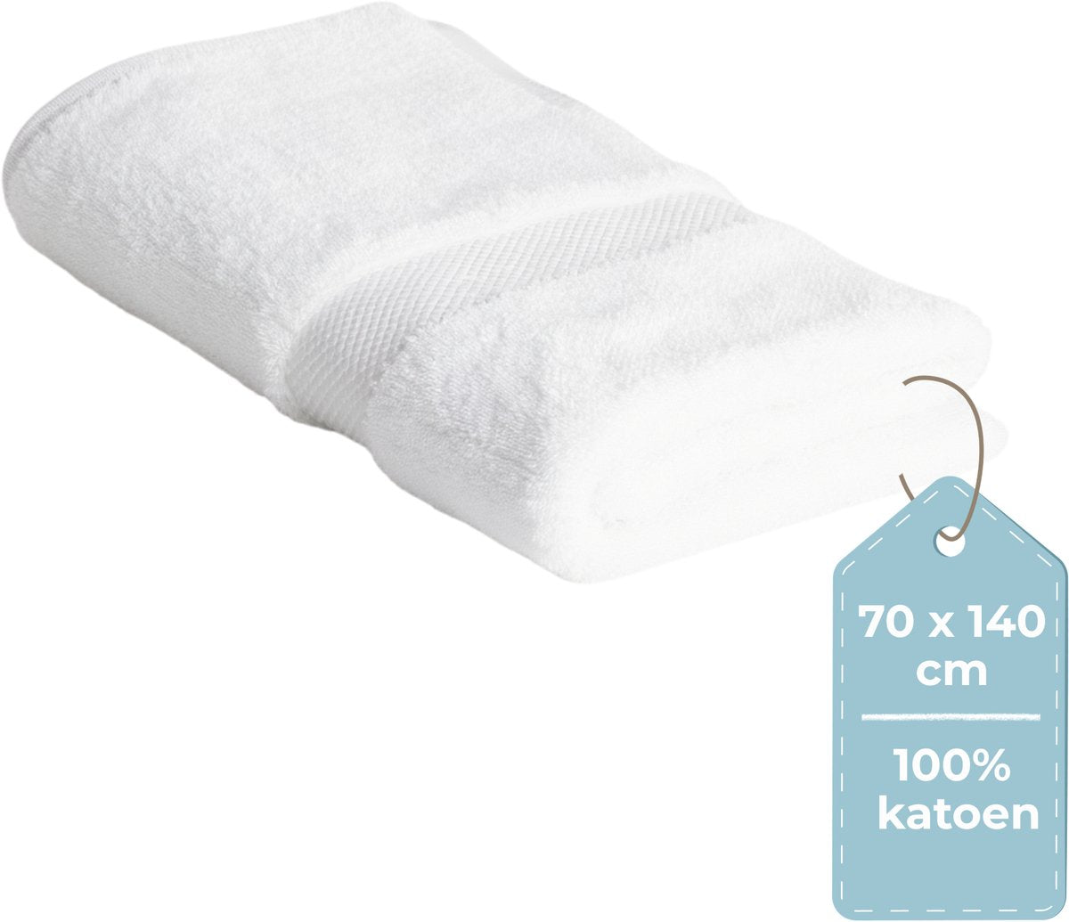 Faire taire. serviette de bain Living Hush Living - par pièce - 70×140 cm - 100% coton - qualité lourde 500g m2 - bordure élégante et boucle de suspension - blanc