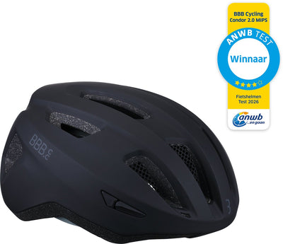 Bbb cycling condor 2.0 mips casque de vélo - pour vélo de course, VTT et vélo électrique - gagnant du test de casque de vélo ANWB 2026 - femmes hommes - grand - noir mat - bhe-174