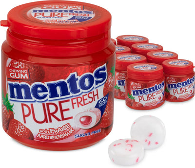 Mentos gum pure fraise fraîche - chewing-gum - sans sucre - 8x50 pièces