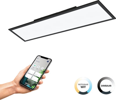 Plafonnier intelligent Eglo connect.z salobrena-z - 120 cm - noir et blanc - lumière blanche orientable - dimmable - zigbee