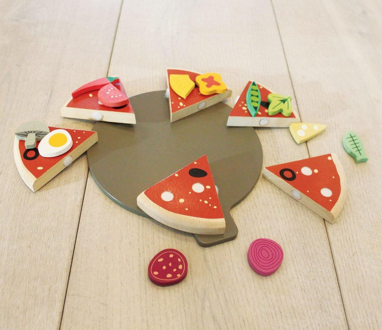 Jouets de feuilles tendres jouant de feuilles tendres - soirée pizza - 22,2x19x3,5cm - bois - 3 ans