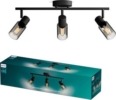 Philips LED Philips Palms spot - spot de plafond avec trois points lumineux - avec verre fumé - petit luminaire E14