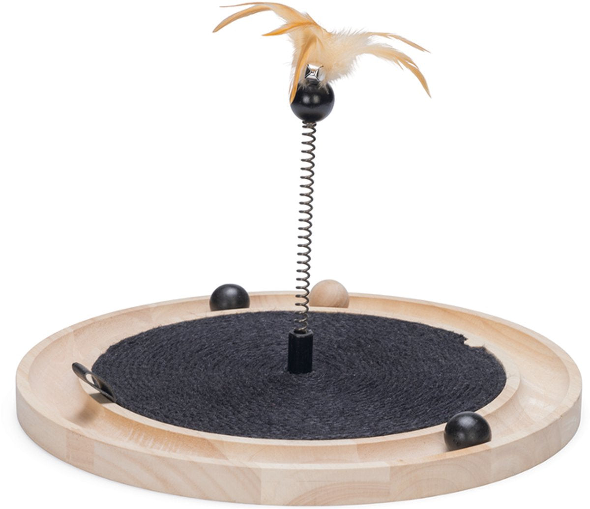 Conçu par lotte scratch toys idah - jouets pour chat - bois - marron noir - 39,5x39,5x29 cm