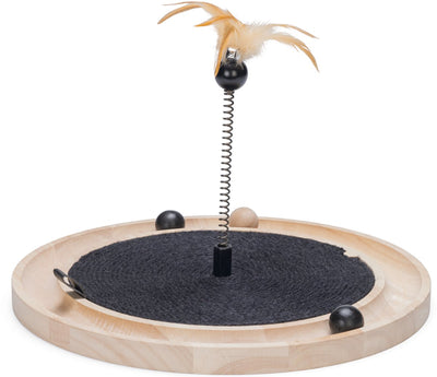 Conçu par lotte scratch toys idah - jouets pour chat - bois - marron noir - 39,5x39,5x29 cm