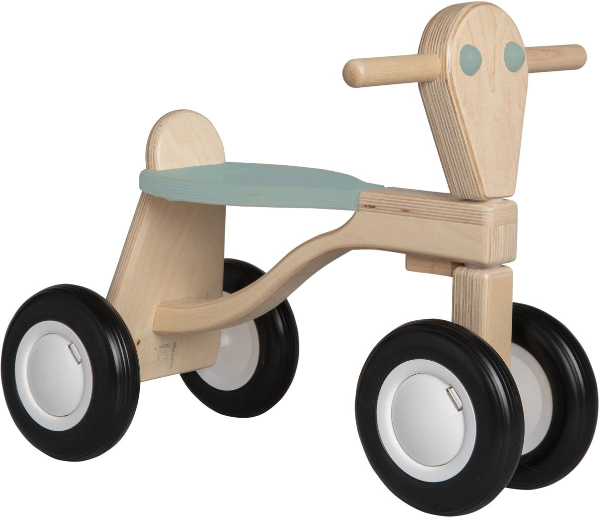Draisienne en bois de bouleau Van Dijk Toys à partir de 1 an - bleu vert vintage (qualité puériculture).
