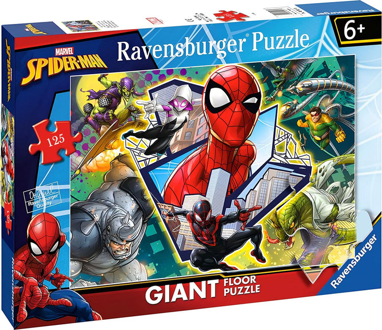 Ravensburger, puzzle de sol géant Spider-Man de 125 pièces sur le thème des super-héros, multicolore