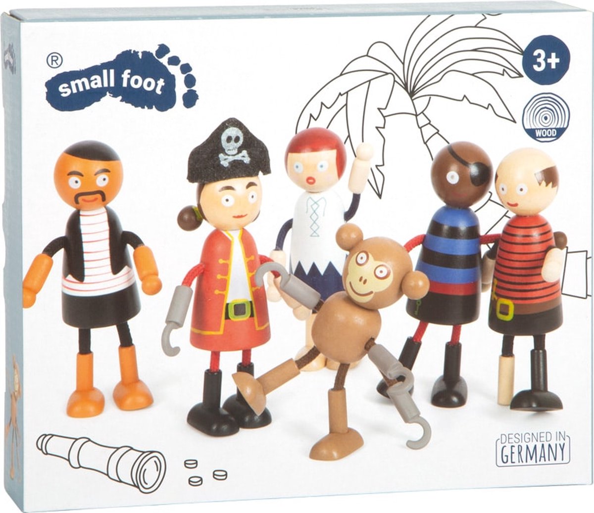 Petits poupées en bois pirate pirates, 6e.