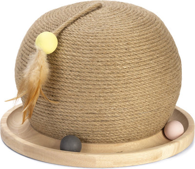 Conçu par lotte scratch and play ball mila - jouet pour chat - balle à gratter - bois - marron - 29,5x29,5x22 cm