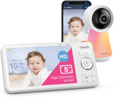 Moniteur vidéo intelligent pour bébé Vtech RM5756HD avec caméra - Écran 5 pouces - Wi-Fi - 1080p full HD - application pour smartphone