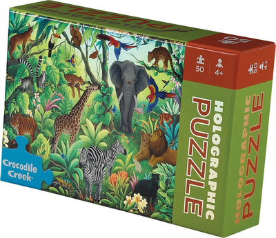 Puzzle Crocodile Creek jungle holographique - 50 pièces - jouets.