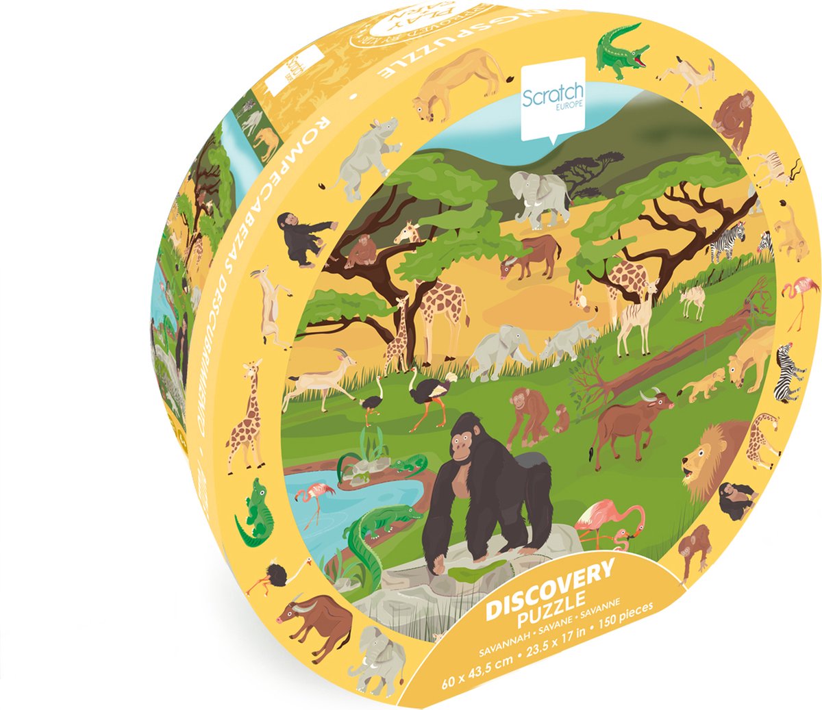 Puzzle découverte à gratter - savane - 60x43,5cm - 150 pièces - 6 ans