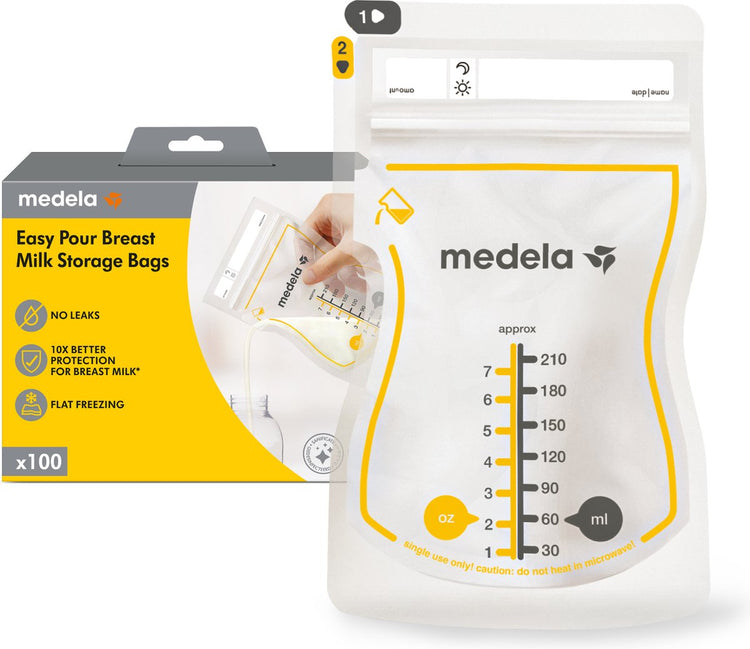 Sachets de conservation pour lait maternel Medela – 100 pièces – étanches – avec double fermeture et bec verseur – sans BPA et recyclables