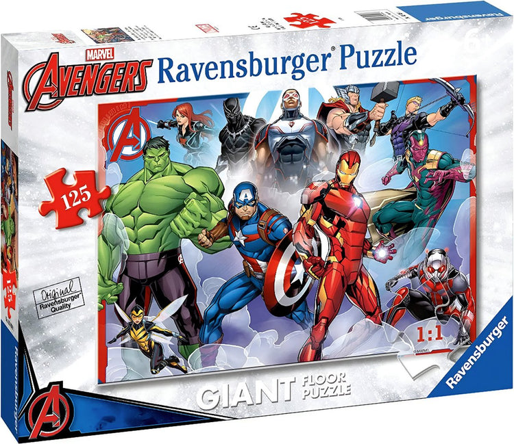 Ravensburger, puzzle de sol géant en carton résistant à l'usure Marvel Avengers de 125 pièces, multicolore