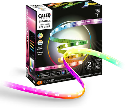 Bande LED intelligente Calex - 2m, bande lumineuse intelligente, rgbic+cct, contrôlable par application, utilisation intérieure, 12w