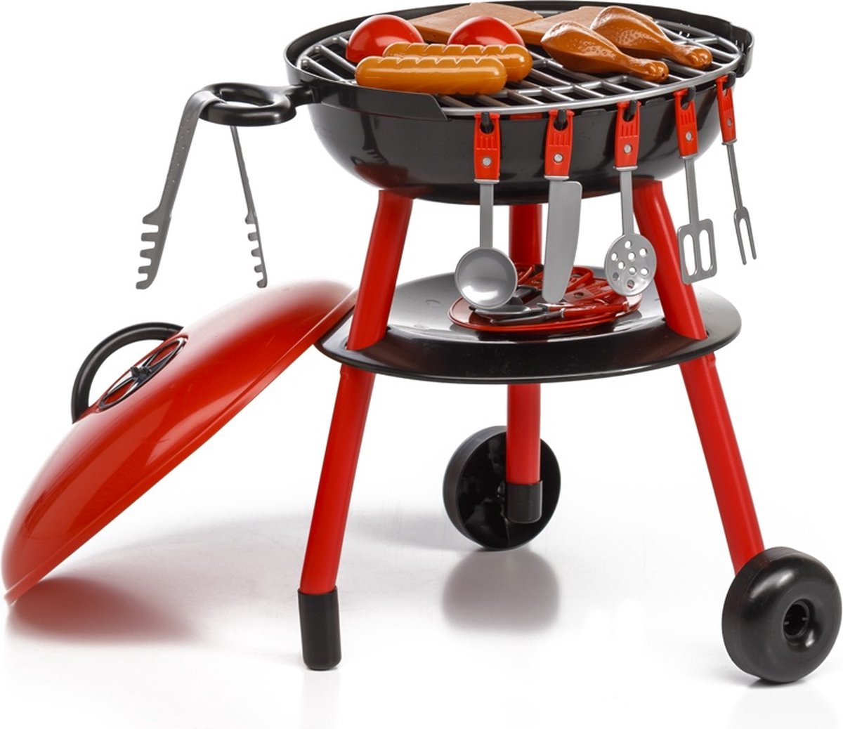 Jouet paradiso jouet barbecue 50 cm 30 pièces rouges noirs