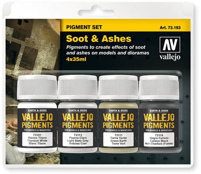 Vallejo val73193 - ensemble de pigments de cendres de suie - 4 couleurs