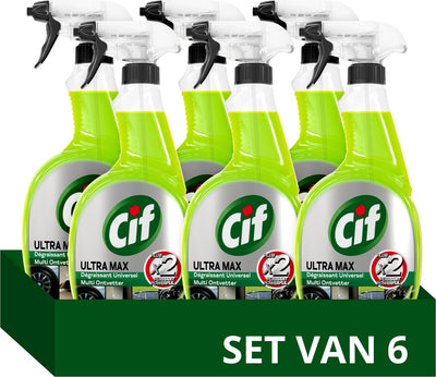 Cif ultra max - spray dégraissant - citron - 6 x 750 ml - pack économique