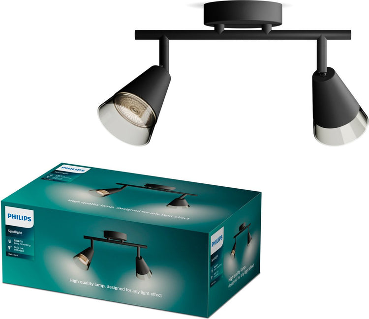Philips LED Philips Cleft Spot - spot de plafond avec deux points lumineux - avec verre fumé - raccord LED Gu10
