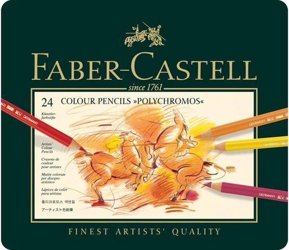 Crayon de couleur Faber-Castell Trousse à crayons Faber Castell polychromos de 24 pièces, boîte de 2 pièces