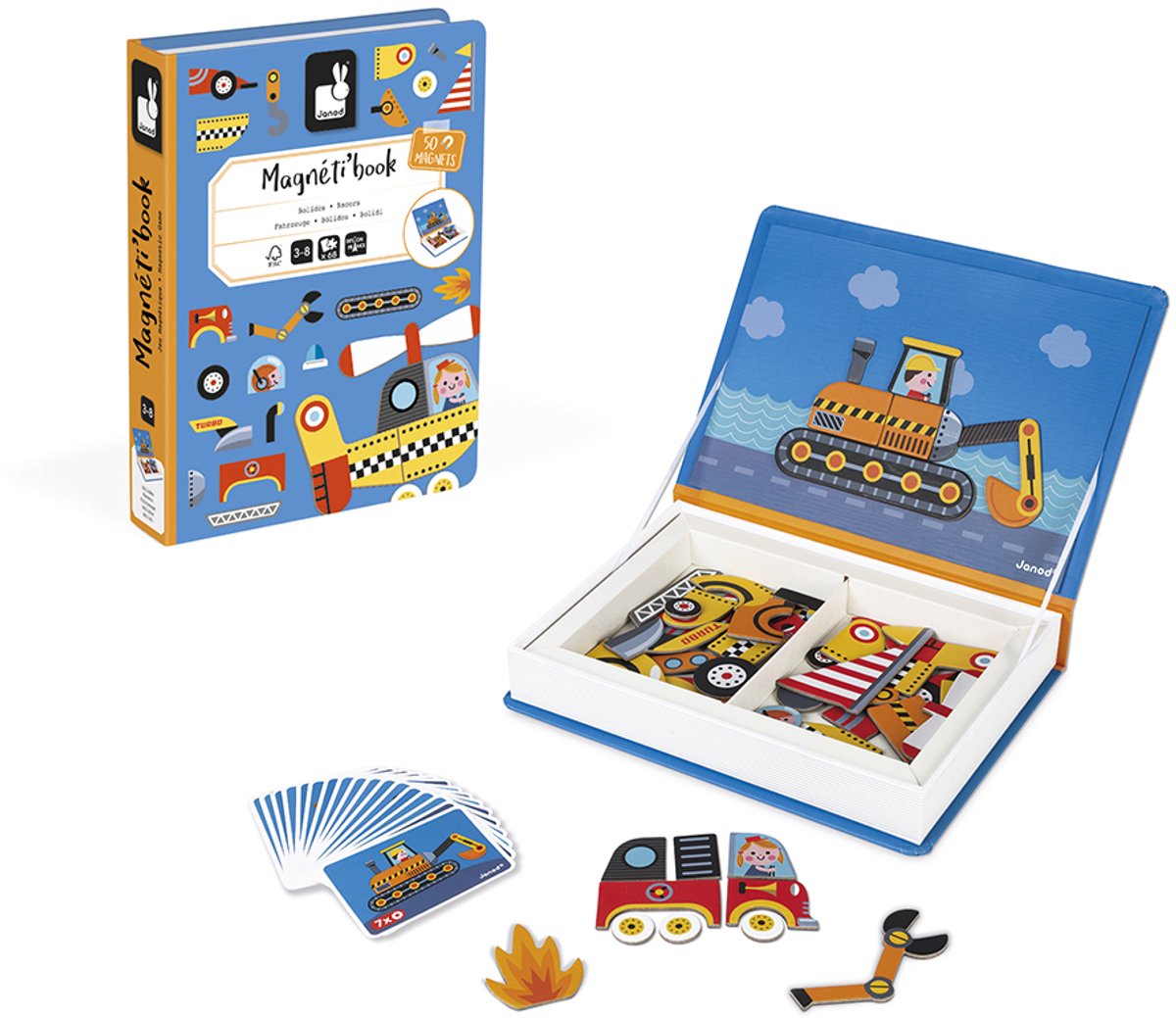 Janod - magnétibook - coureurs - coffret de jeu livre magnétique