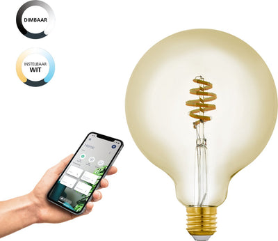 Lampe LED intelligente Eglo connect.z - e27 - ø 12,5 cm - g125 - lumière blanche orientable - dimmable