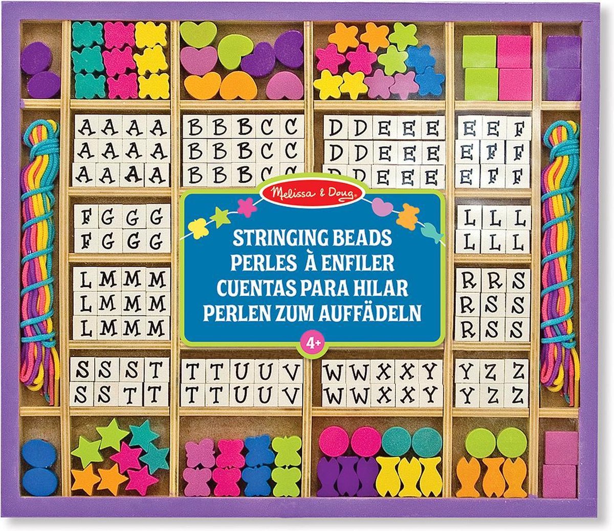 Melissa Doug - Ensemble artisanal de perles à enfiler en bois - 200 perles