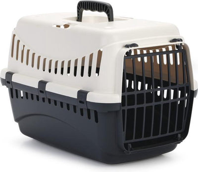 Beeztees panier de voyage gitan chat - petit animal de compagnie - dessus amovible - crème anthracite 46x31x32 cm