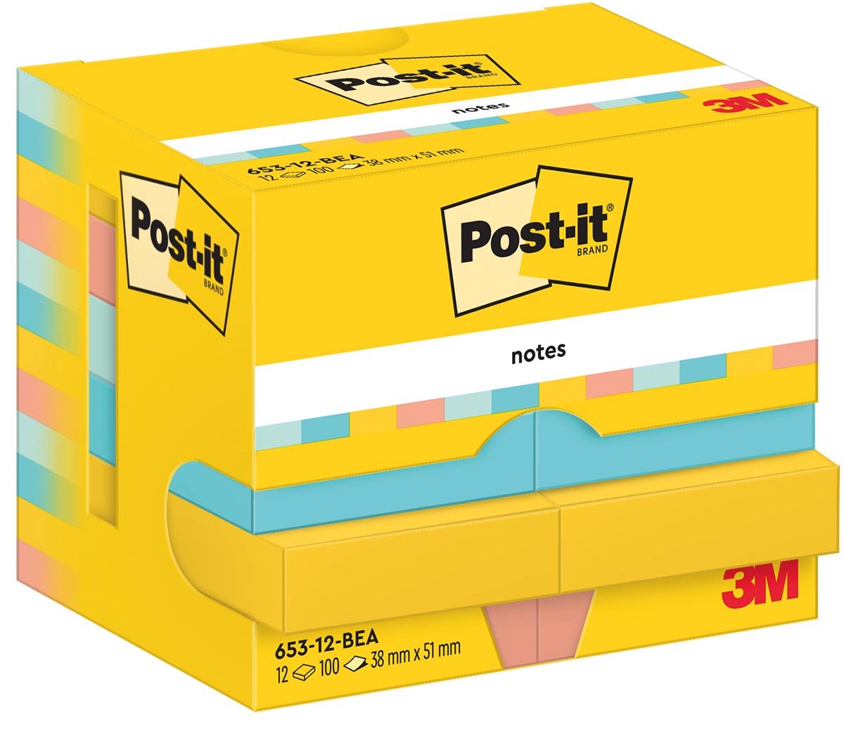 Post-it notes en bord de mer | 100 feuilles | pi 38 x 51 mm | paquet de 12 blocs