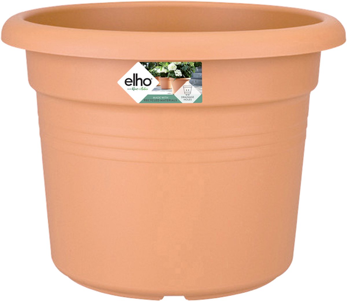 Elho green basics cylindre 65 - pot de fleur d'extérieur - ø 64,0 x h 48,5 cm - terre douce