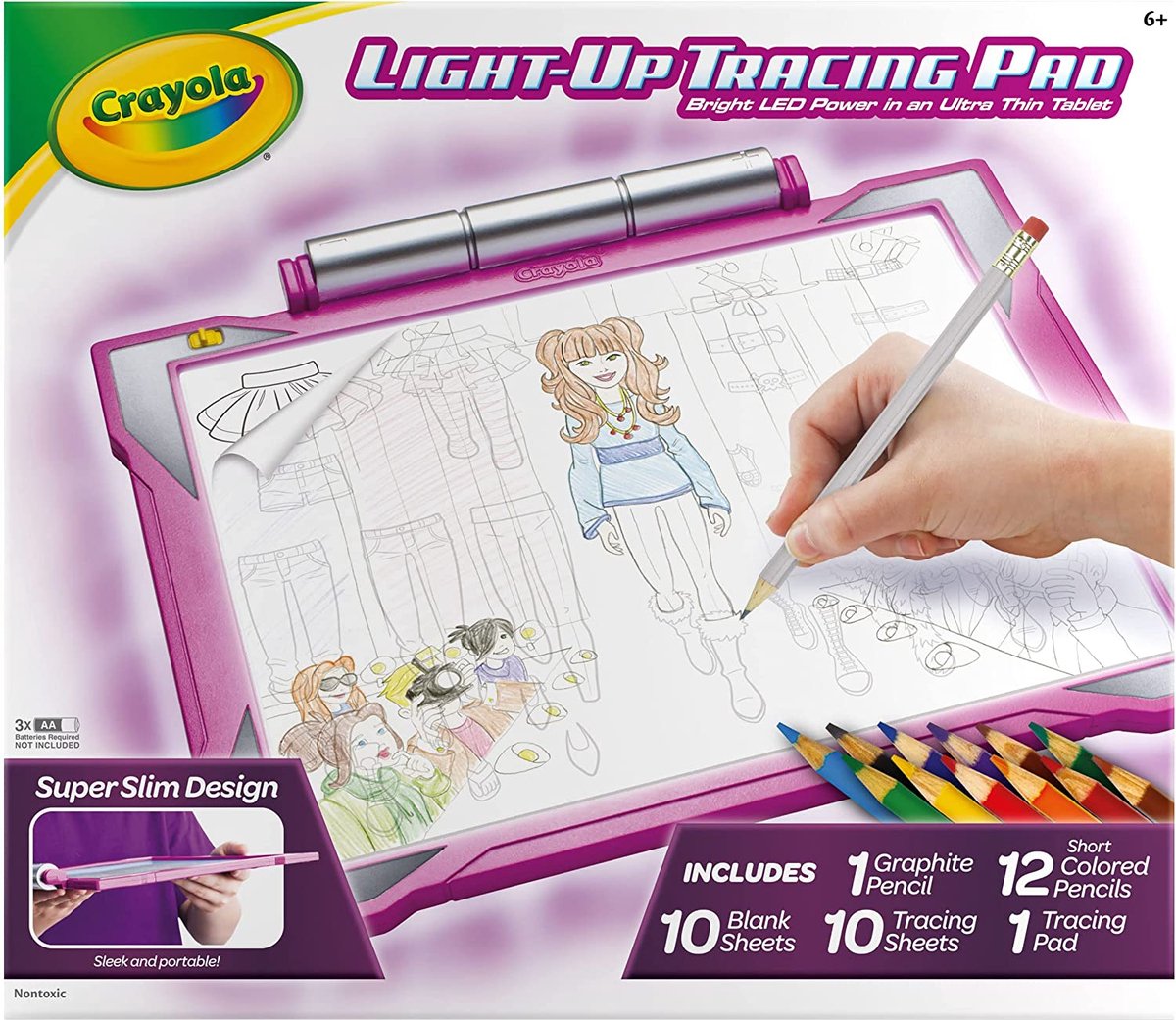 Crayola - pack hobby - planche à dessin lumineuse pour enfants - 12 crayons de couleur