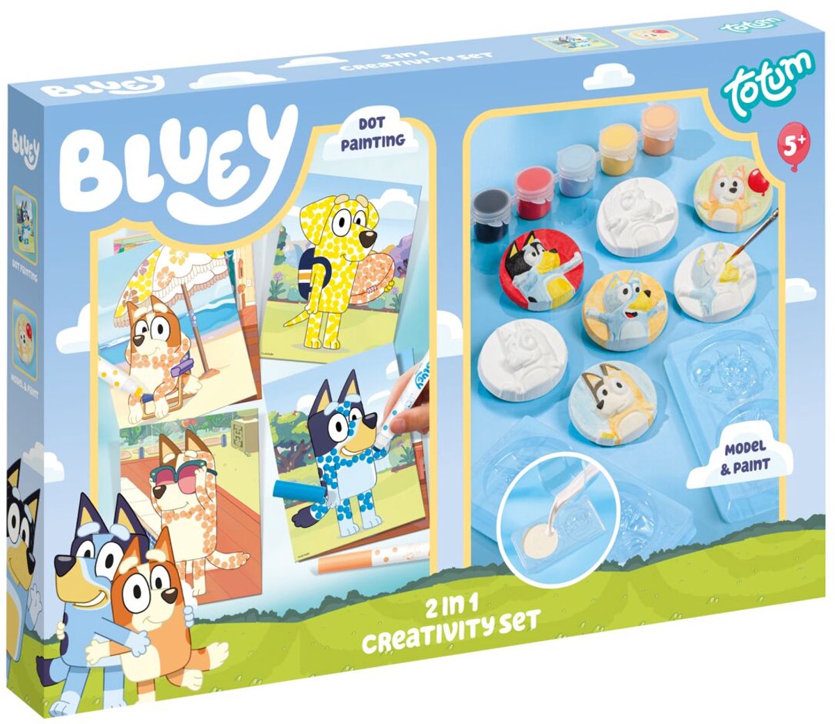 Totum bluey Kit de bricolage 2 en 1 pour couler du plâtre et fabriquer des cartes à tampons - jouets créatifs à partir de 5 ans - astuces cadeaux pour les tout-petits garçons et filles