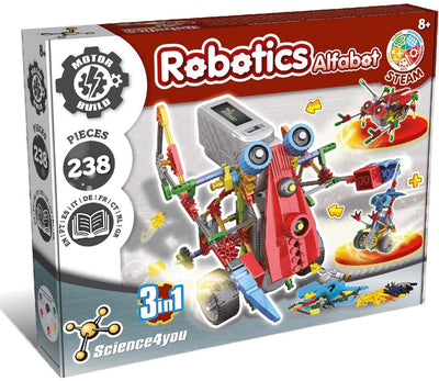 Science 4 you science4you robotics alfabot 3-in-1 – kit de construction de robots à monter soi-même – apprendre l'ingénierie robotique – jouets éducatifs 8+