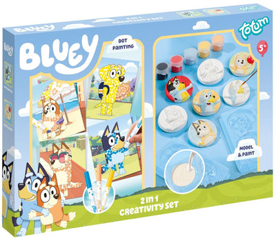Totum bluey Kit de bricolage 2 en 1 pour couler du plâtre et fabriquer des cartes à tampons - jouets créatifs à partir de 5 ans - astuces cadeaux pour les tout-petits garçons et filles