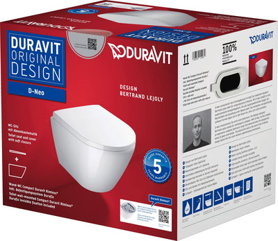 Duravit d-neo pack WC suspendu avec siège à fermeture amortie 48 cm blanc