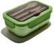 Boîte à lunch Muitomas - 1,1 litre - 3 compartiments - passe au micro-ondes et au lave-vaisselle - couverts inclus - vert