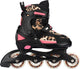 Nijdam rollers en ligne réglables panthère enfants - panthère équilibre - noir rose - taille 33-37