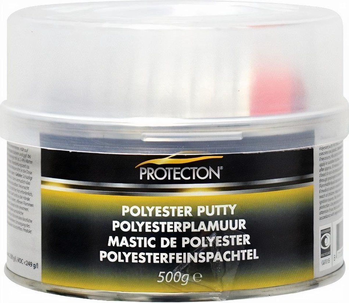 Mastic polyester Protecton - pour égaliser les irrégularités - applicable sur l'acier, l'aluminium, le bois, le béton polyester - élastique et très facile à poncer - incl. tube de durcisseur - 500gr