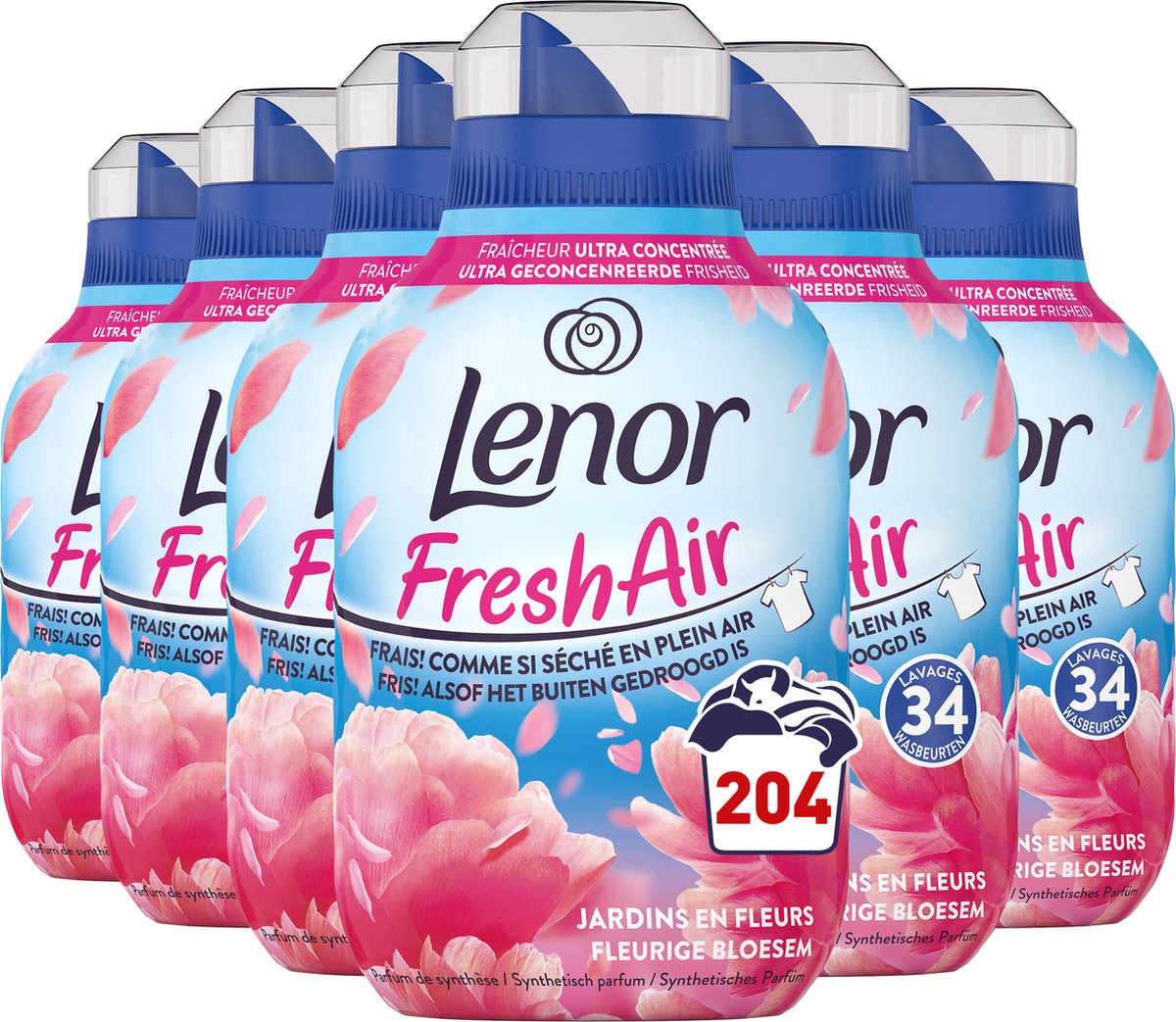 Lenor Fresh Air Blossom - Assouplissant - Pack économique 6 x 34 lavages