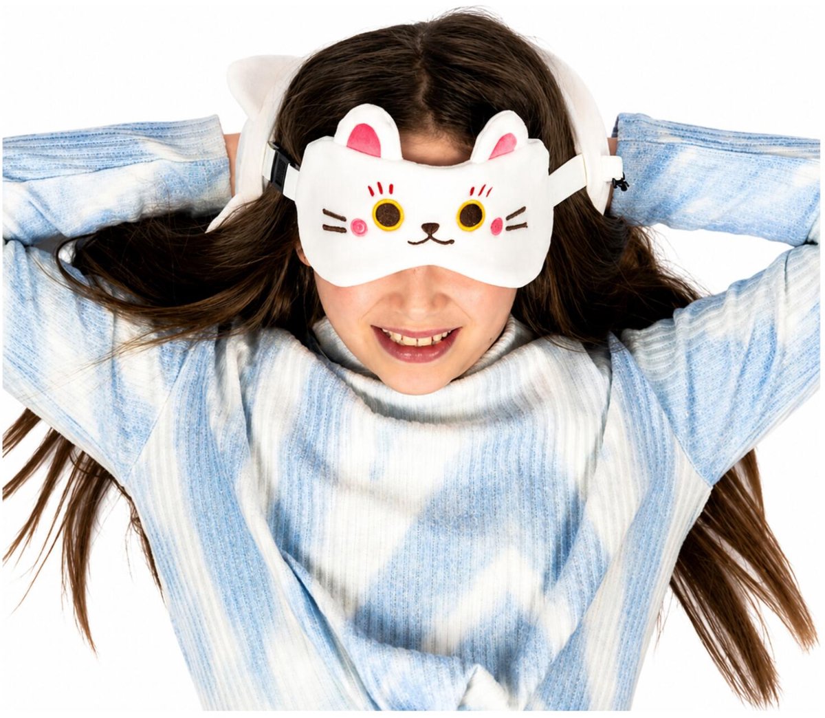 Relaxeazzz maneki neko chat chanceux autour du coussin de voyage Masque de sommeil