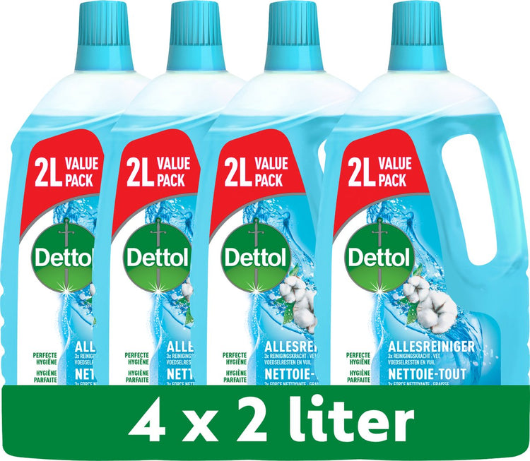Nettoyant tout usage Dettol - Fraîcheur du linge 2l - 4 pièces - pack économique