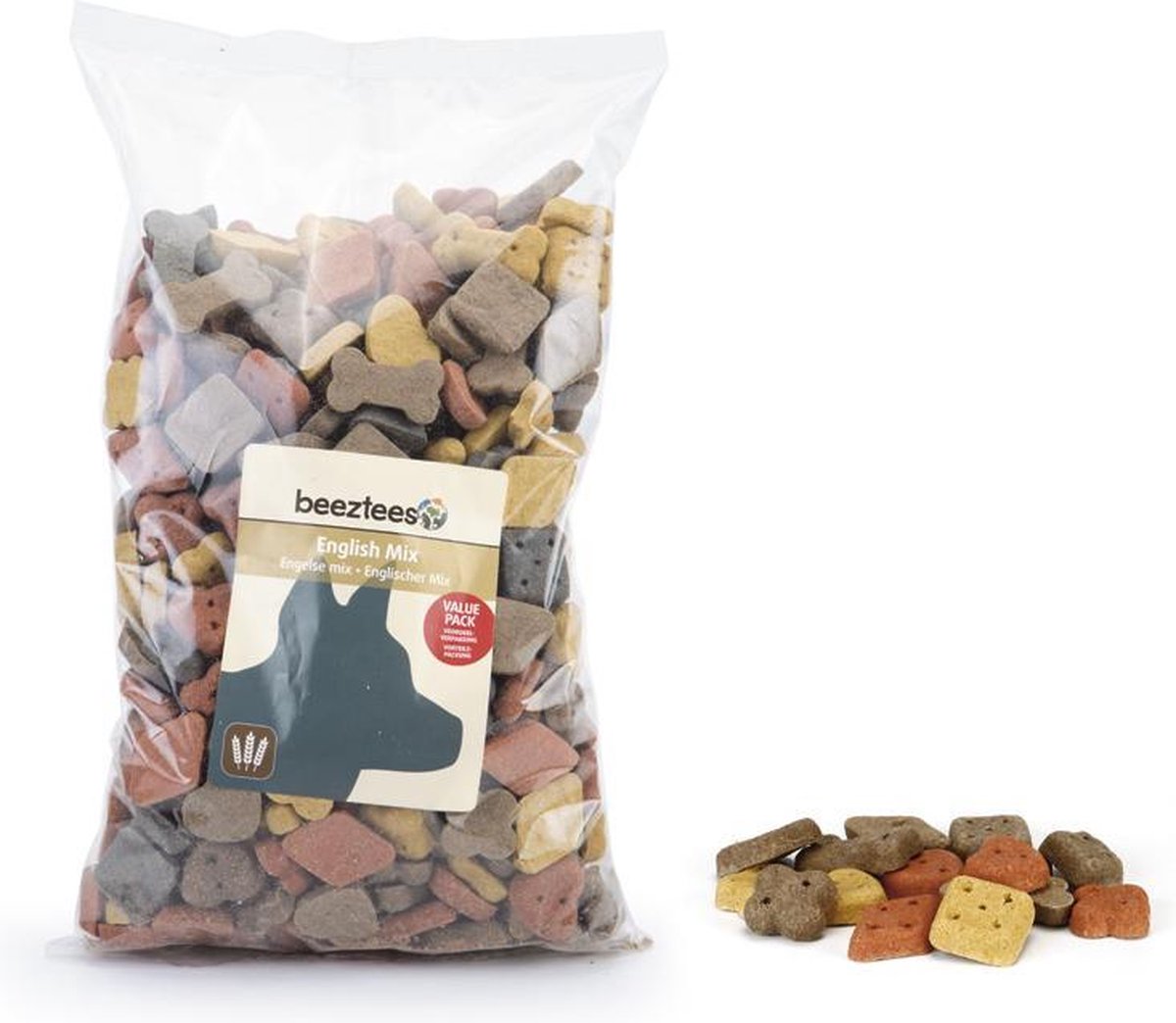 Beeztees English mix - biscuits pour chiens - snack pour chien - pack économique - 1400 grammes