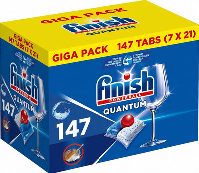 Finish Powerball Quantum - Powerball liquide pour lave-vaisselle - nettoie, dégraisse et fait briller - 147 comprimés - pack économique