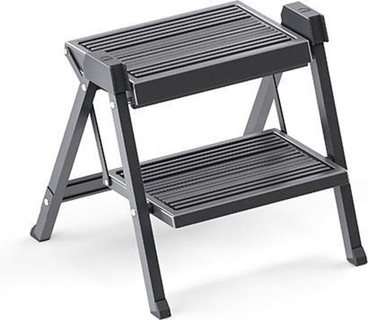 Marchepied pliable Hailo stepfix - marches de cuisine antidérapantes marches de caravane - robustes et compactes - gris