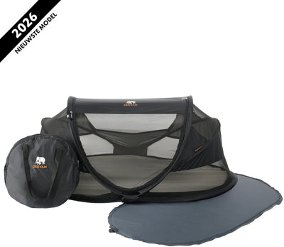 Lit de camping de luxe pour bébé Deryan - avec matelas autogonflant - noir