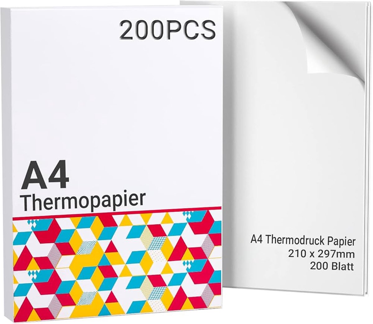 Papier thermique Phomemo a4 - papier d'impression thermique directe - format a4 210 × 297 mm - aucune encre ni toner requis - haute qualité d'impression - adapté aux imprimantes thermiques - documents - lot de 200 feuilles